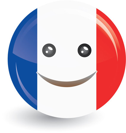 vector illustration of flag of France in smiling faceのイラスト素材