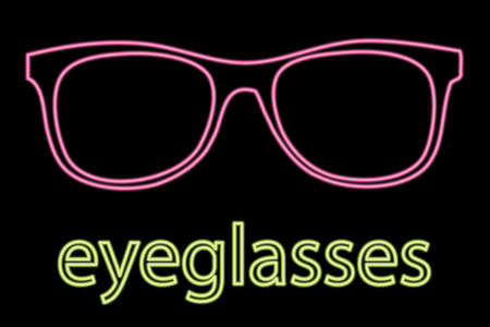 illustration of Neon Eyeglass Symbol On Blackのイラスト素材