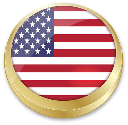 vector illustration of flag of united state of america in in button shapeのイラスト素材