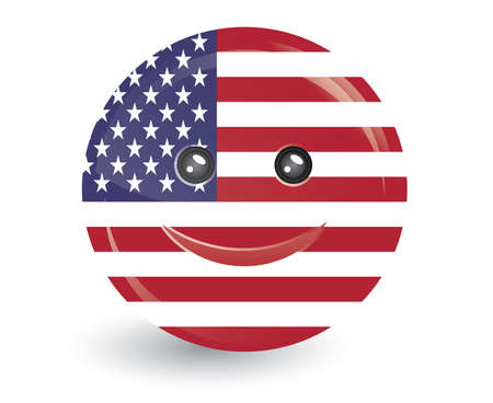 vector illustration of flag of united state of america  in smiling face shapeのイラスト素材