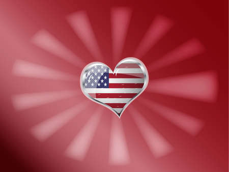vector illustration of flag of united state of america in heart shapeのイラスト素材