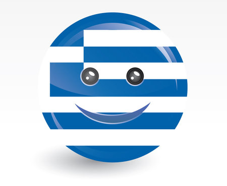 vector illustration of flag of greece in smiling face shapeのイラスト素材