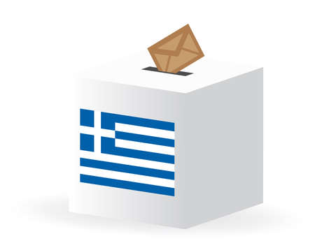 vector illustration of vote poll ballot box for greece, greek electionsのイラスト素材