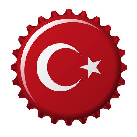 vector illustration of flag of turkey in crown cap shapeのイラスト素材