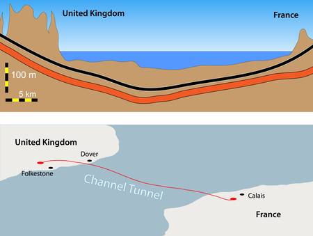 Illustration of Channel Tunnel Le tunnel sous la Mancheのイラスト素材