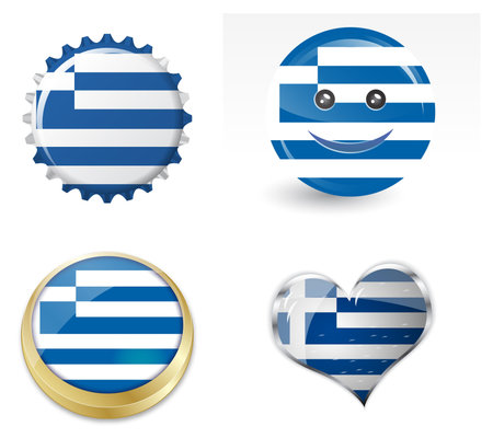 illustration of flag of greece in various shapes のイラスト素材