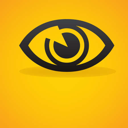 illustration of an abstract eye with shadow over yellow backgroundのイラスト素材