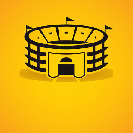 illustration of an arena with shadow over yellow backgroundのイラスト素材