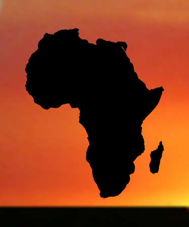 illustration of map of africa in sunsetのイラスト素材