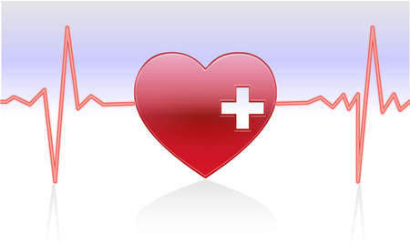 heart beats of a healty heart with reflectionのイラスト素材