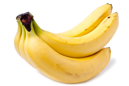 isolated bunch of five bananas on white backgroundの写真素材
