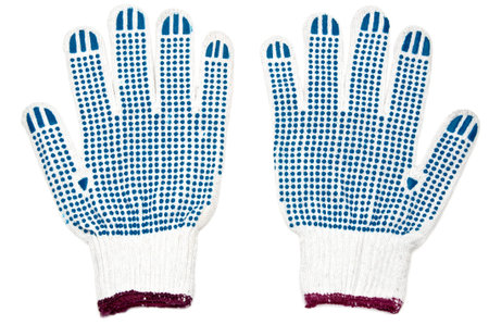 isolated pair of new white work gloves