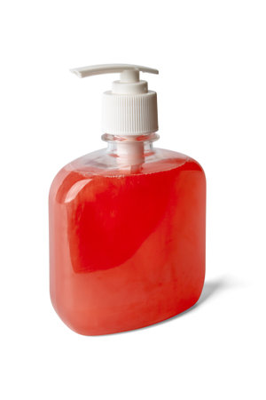 bottle of pearl - reddish liquid soap isolatedの写真素材