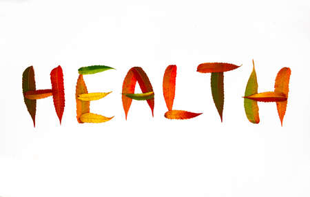 inscription from leaves autumn color abstract full colored healthの写真素材