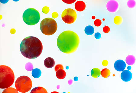 Nice color bubbles on white background abstract macro microの写真素材