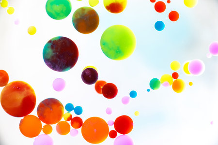Nice color bubbles on white background abstract macro micro