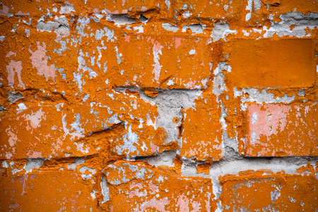 Old yellow orange brick wall background texture abstractの写真素材