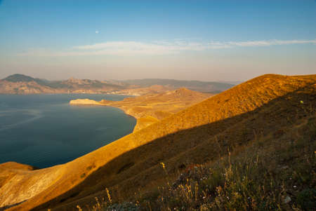 Crimea coast summer vacation sea blue landscape sun day nature travelの写真素材