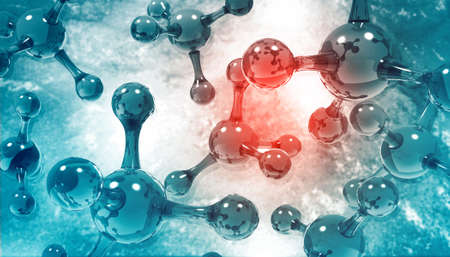 Atom Molecules on sicience background. 3d illustrationの写真素材