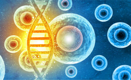 DNA strands on science background. 3d illusationの写真素材