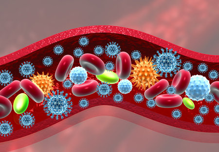 Virus in bloodstream. 3d illustrationの写真素材