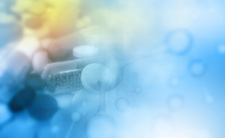 Abstract molecules background. Blurred. 3d illustrationの写真素材