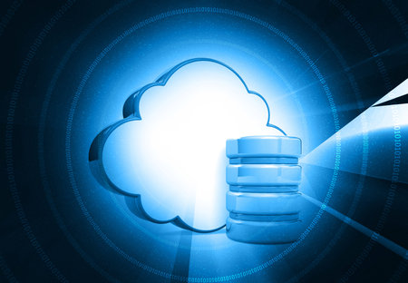Cloud computing. Cloud technology, Cloud server over Futuristic technological background.3d...