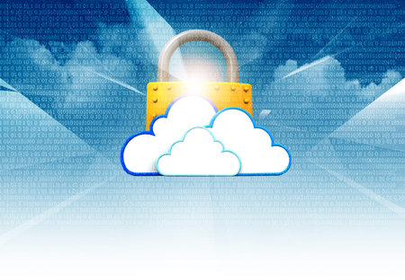 Cloud computing. Cloud technology, Cloud server over Futuristic technological background.3d illustrationの写真素材