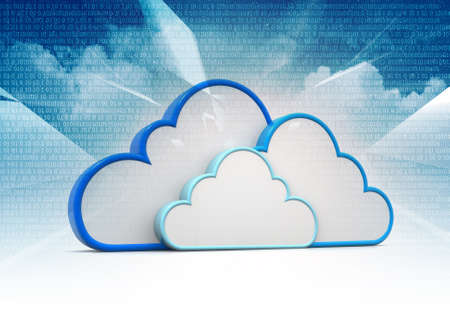 Cloud computing. Cloud technology, Cloud server over Futuristic technological background.3d illustrationの写真素材