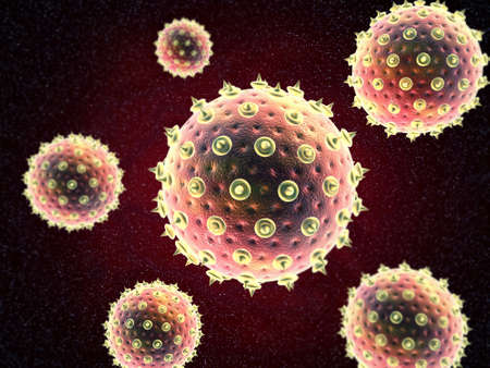 3d rendering of viruses backgroundの写真素材