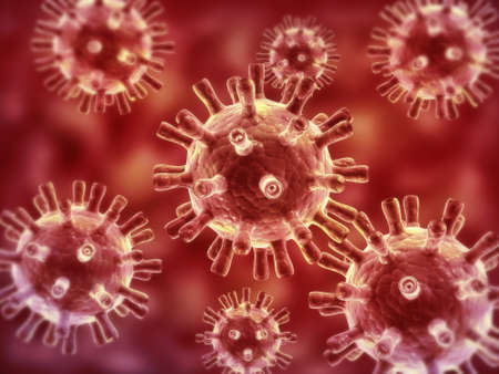 3d rendering of viruses backgroundの写真素材
