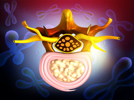 Human spine detailed anatomy. abstract scientific background. 3d illustration