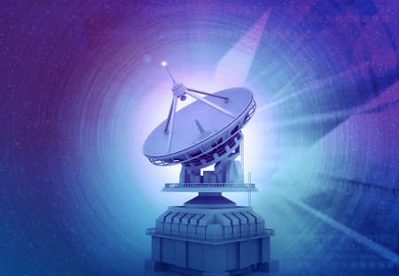 Satellite dish on abstract tech background. 3d illustration 	の写真素材