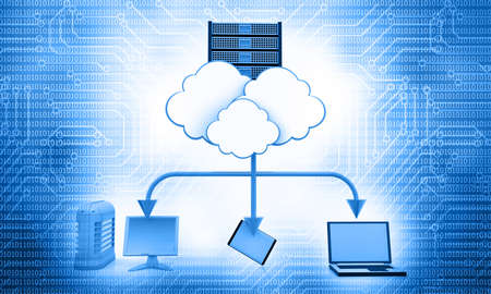 Cloud computing network. 3d illustrationの写真素材