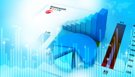 Digital graph chart of stock market and exchange. 3d illustrationの写真素材