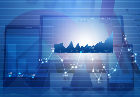 Digital graph chart of stock market and exchange. 3d illustration