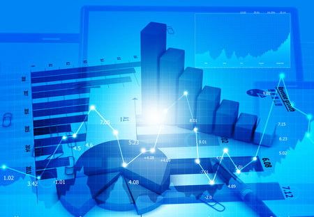 Digital graph chart of stock market and exchange. 3d illustrationの写真素材