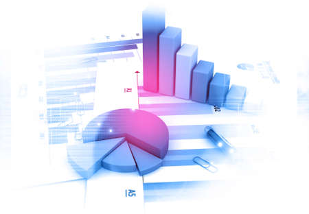 Digital graph chart of stock market and exchange. 3d illustrationの写真素材
