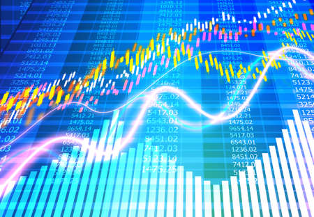 Digital graph chart of stock market and exchange. 3d illustrationの写真素材