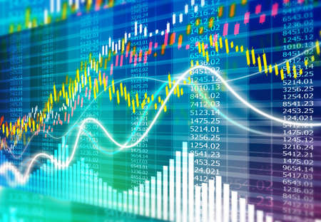 Digital graph chart of stock market and exchange. 3d illustrationの写真素材