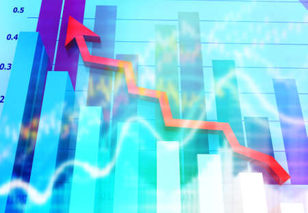 Digital graph chart of stock market and exchange. 3d illustrationの写真素材