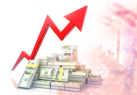 Digital graph chart of dollar growth. 3d illustrationの写真素材