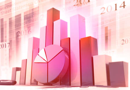 Digital graph chart of stock market and exchange. 3d illustrationの写真素材
