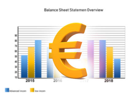 Euro sign on economic stock market graph. 3d illustrationの写真素材