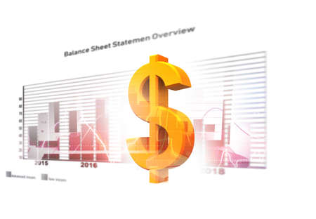 Dollar sign on economic stock market graph. 3d illustrationの写真素材