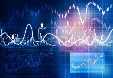 Digital graph chart of stock market and exchange. 3d illustrationの写真素材