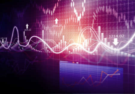 Digital graph chart of stock market and exchange. 3d illustrationの写真素材
