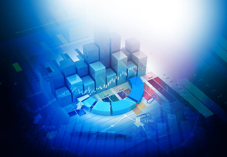 Digital graph chart of stock market and exchange. 3d illustrationの写真素材