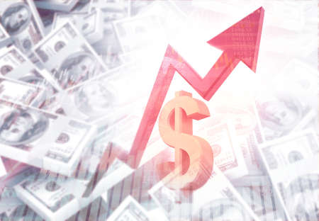 Dollar currency growth graph chart. 3d illustrationの写真素材