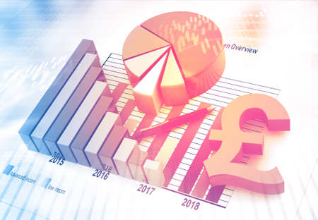 Business growth graph with pound symbol. 3d illustration	の写真素材